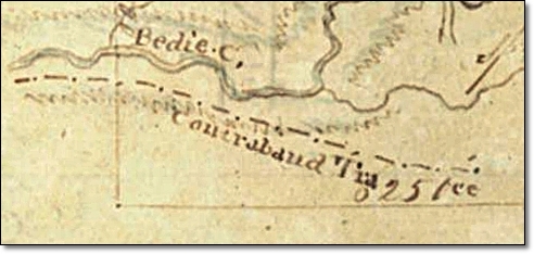 Close-up of Contraband Trace Indicated on Map of Benjamin Rigby League
