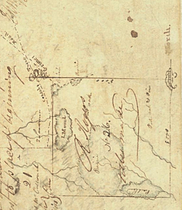 E. R. Wightman's Map from the English Field Notes of the Raleigh Rogers League Showing Traces and Grimes Road